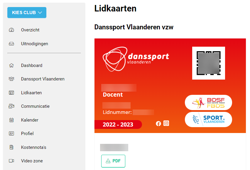 Lidkaart in profiel